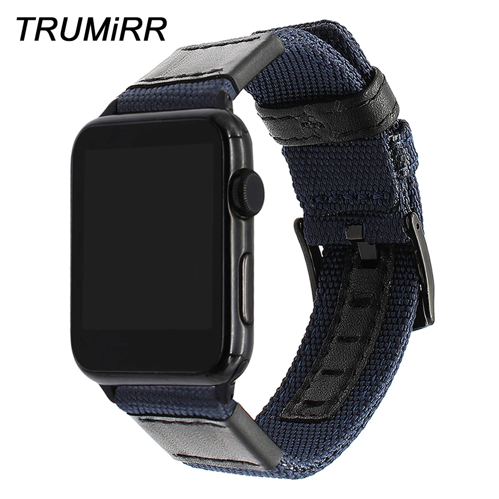 Премиум нейлоновый и кожаный ремешок для часов iWatch Apple Watch 38 мм 40 42 44 серии 5 4 3 2 1