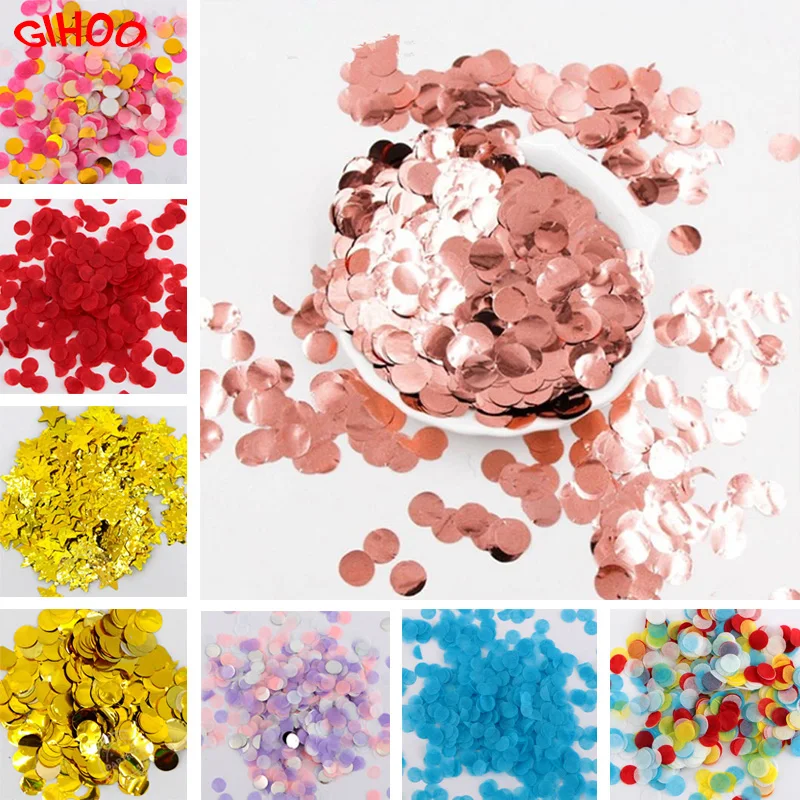 

30g/50g/100g 1CM Rose Gold Foil Confetti Balloons Baby Wedding Birthday Party Gold Round Star Shape Confetti Decor Gift
