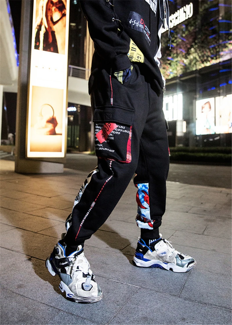 Мужские брюки в стиле хип-хоп из хлопка с рисунком