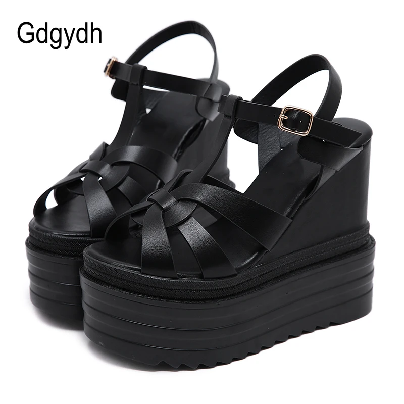

Gdgydh Cross-tied Lady High Heels Platform Open Toe Ankle Strap Wedge Heel Sandals Shoes Bohemia Wedding Shoes For Women White