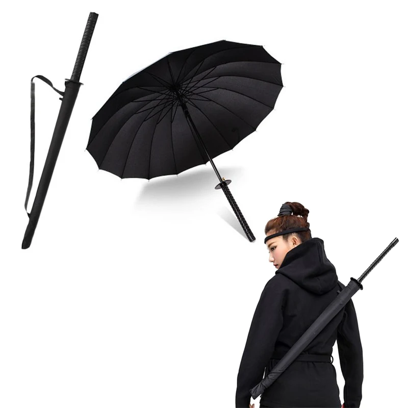 Ombrello Ninja giapponese-COME SOLE PIOGGIA Manico Lungo Grande Ombrello Antivento SPADA