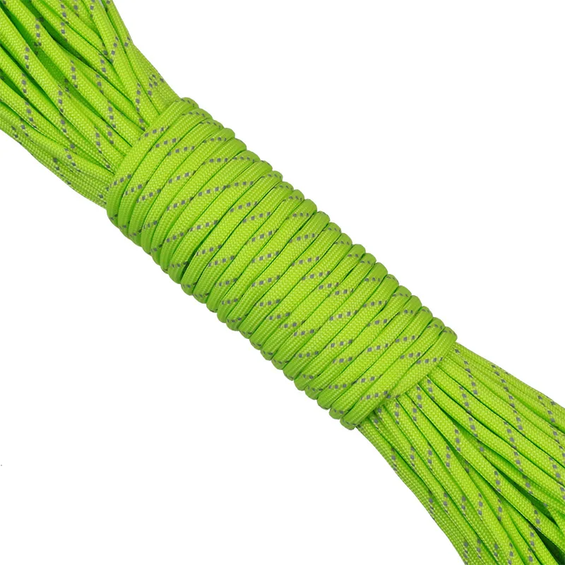 12 Colors 7 Strands Reflective Paracord For Outdoor Survival Bracelet Kit DIY Lanyard Camping Hiking Parachute Cord - Цвет: Green