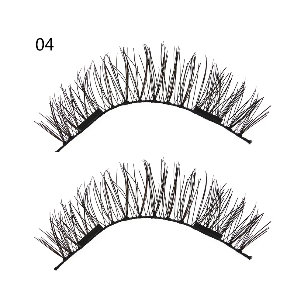 1 пара, Двойные магнитные накладные ресницы, толстые длинные магнитные накладные ресницы, многоразовые, без клея, для наращивания ресниц из шелкового волокна - Цвет: W4