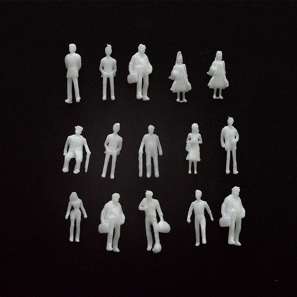 

Free shipping 100pcs miniature white figures Architectural model human scale HO model ABS plastic peoples 1;150