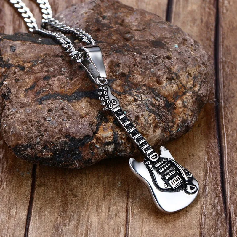 Vnox в стиле панк рок Гитары Цепочки и ожерелья Для мужчин Jewelry Нержавеющая сталь
