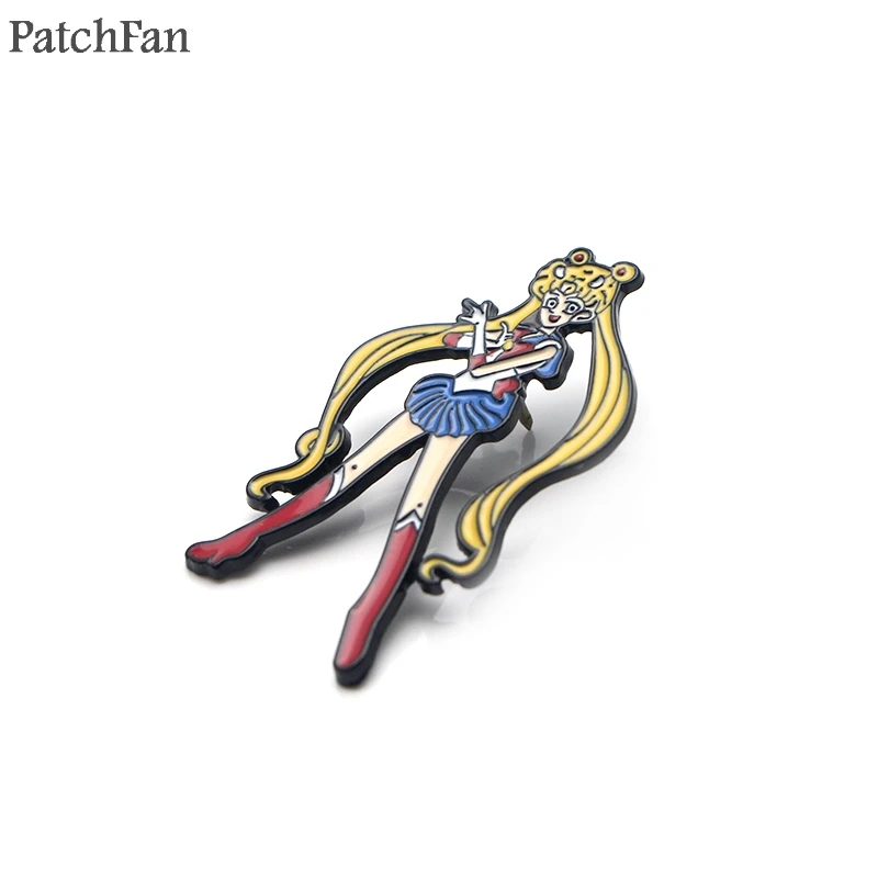 Patchfan Сейлор Мун кошкой луной мультфильм цинка галстук забавные шпильки рюкзак