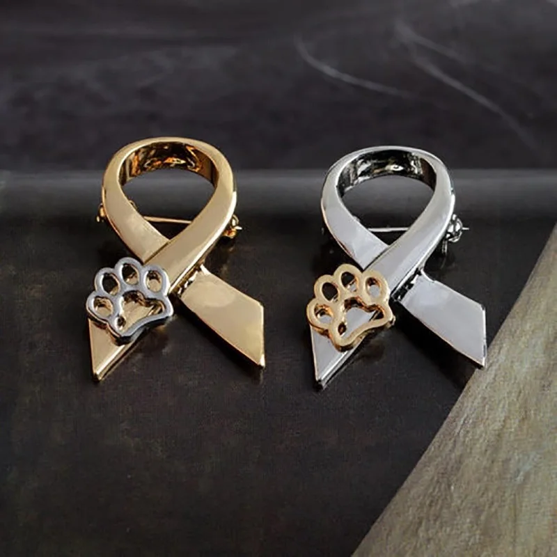 

ZN 2018 New Personality Creative Ribbon Sign Memorial Brooch Dog Claw Brooch For Women Gift