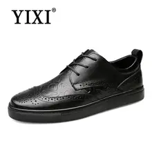 YIXI cavalheiro Masculinos oxfords sapatos de couro genuíno mocassins sapatos 2018 Homens Sapatos Bullock Sapatos Casuais Plana Do Vintage