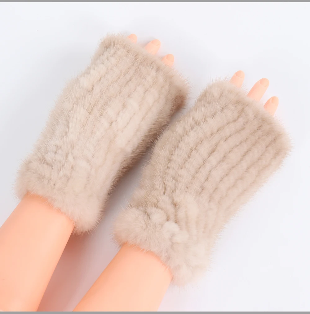 Новые женские меховые перчатки, зимние меховые варежки из натурального меха норки для женщин, брендовые эластичные вязаные перчатки из натурального меха норки высокого качества