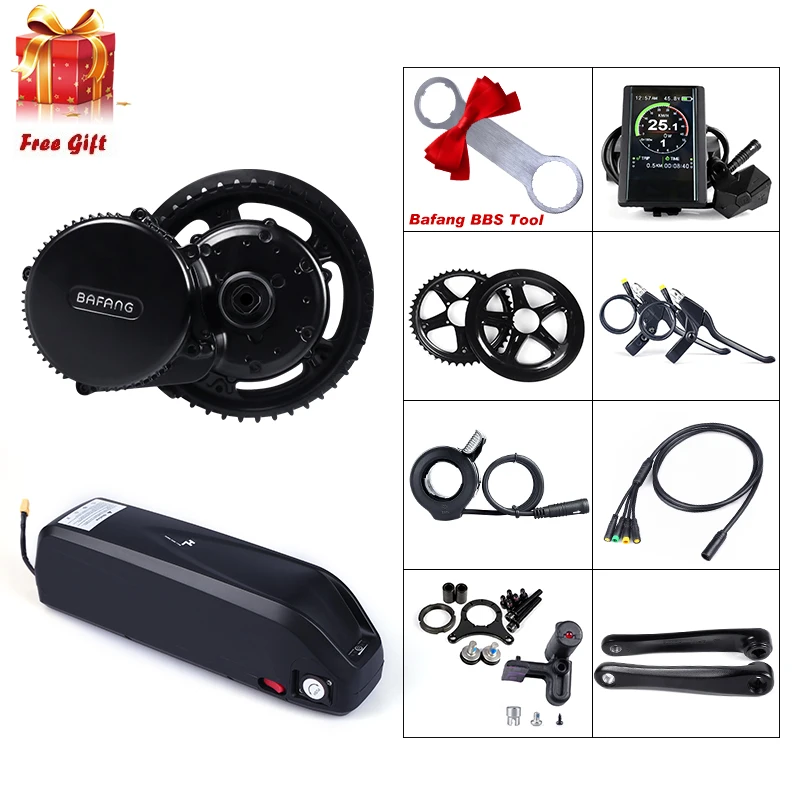 Excellent Bafang BBS01B Mid Drive Motor 36V 250W Electric Bike Conversion Central Engine Kit with 17.4Ah Bicycle Battery with Samsung Cell 0