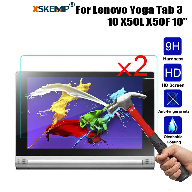 XSKEMP 2Pcs/Lot Top Quality Tempered Glass For Lenovo Yoga Tab 3 10&quot 9H Hardness Ultra Clear Transparent Screen Protector Film |