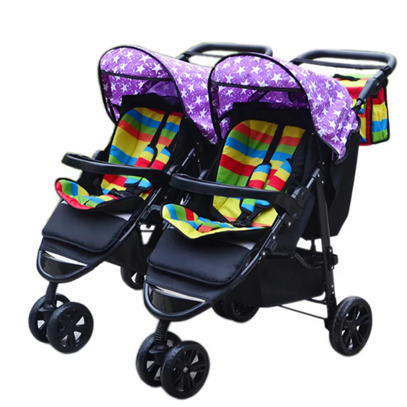 Можно разбирать двойную коляску, портативные коляски для близнецов, можно складывать в сложенном виде, детские коляски для новорожденных - Цвет: 21-6purple