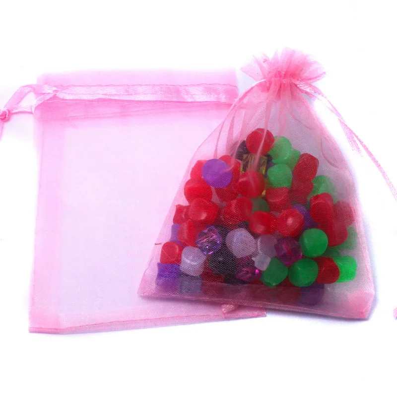 Bolsas de Organza con cordón para joyería, 10 piezas, 7x9/9x12cm, para regalo de boda