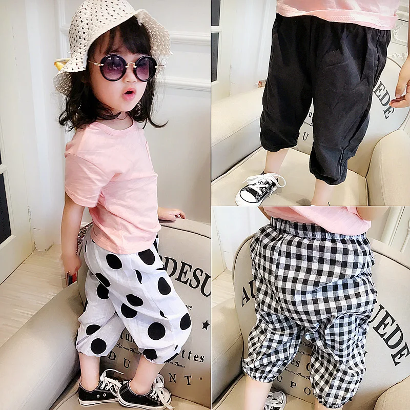 

2019 Summer Girl Knee Length Harem Thin Pants Three Colors