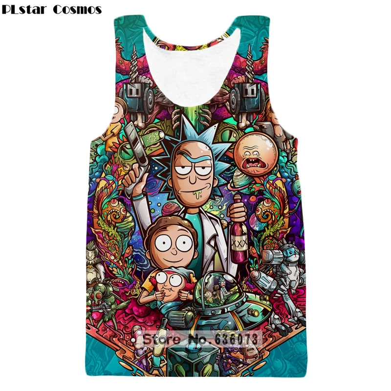 

PLstar Cosmos 2019 summer The New Fashion Tank tops Cartoon Rick and morty Print 3D Vest Original style Hipster vest ZV48