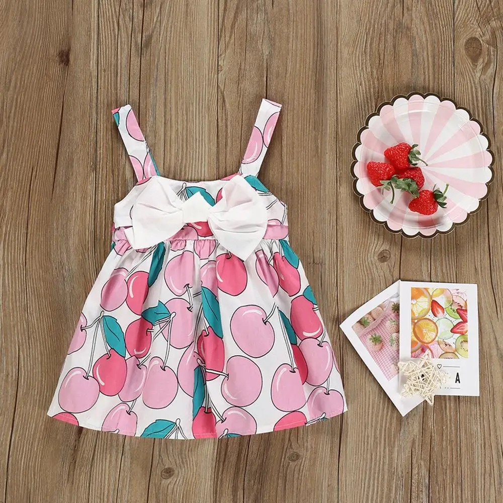Baby Girls dresses fashion Infant Kids Baby Girl Fruits Cherry Printed