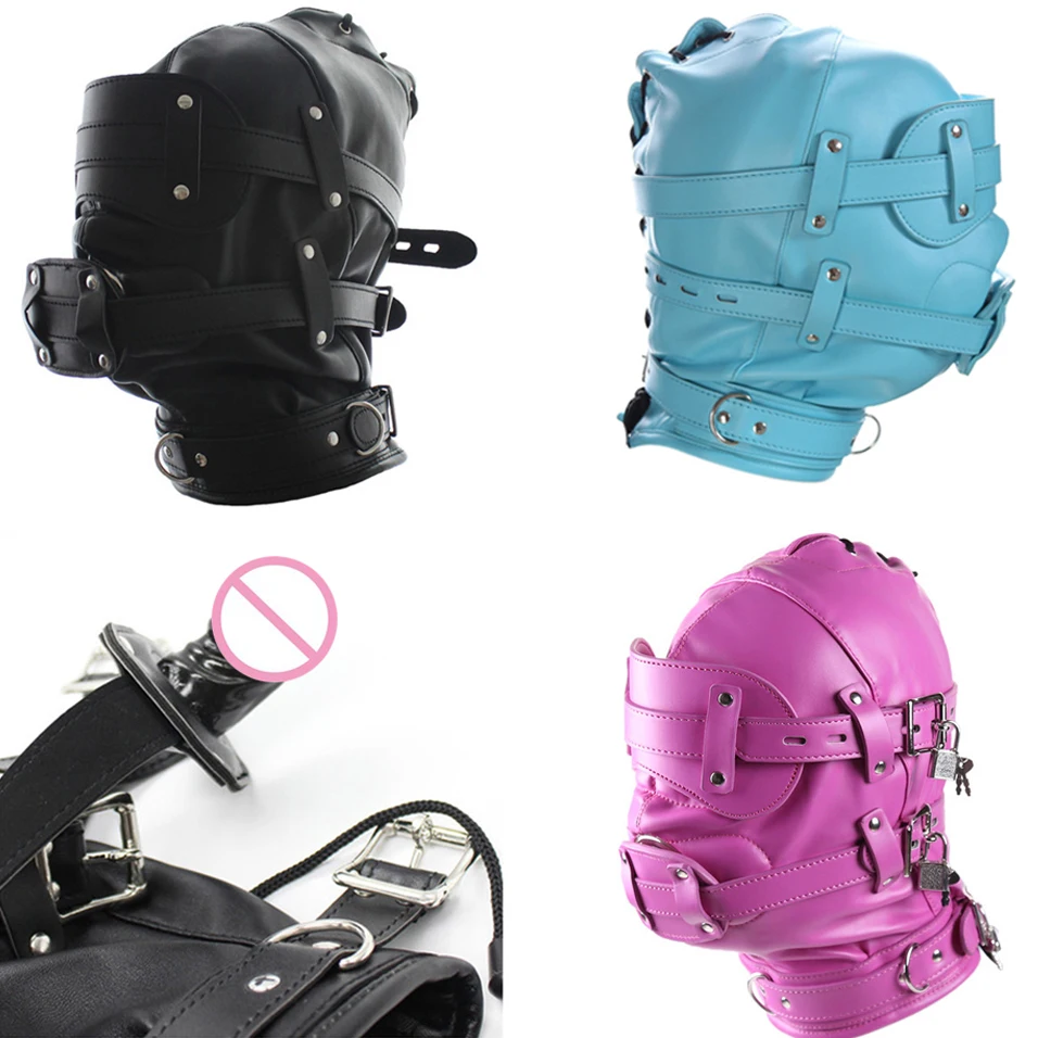 camaTech Fetish PU Leather Restraint Head Harness With Removable 5CM font b Dildo b font Mouth