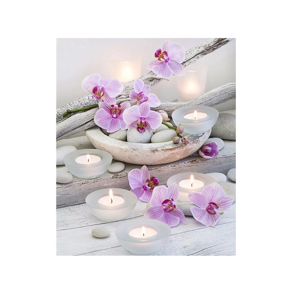 

Diamond Painting Full Square Rhinestone 5D DIY Painting Flower Candle Embroidery Cross-stitch Painting Drawing Needlework