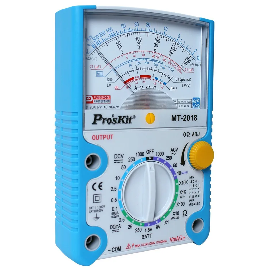 ProsKit MT- защитная функция аналоговый мультиметр безопасность Стандартный Профессиональный Ом Тест метр тестер er аналоговый