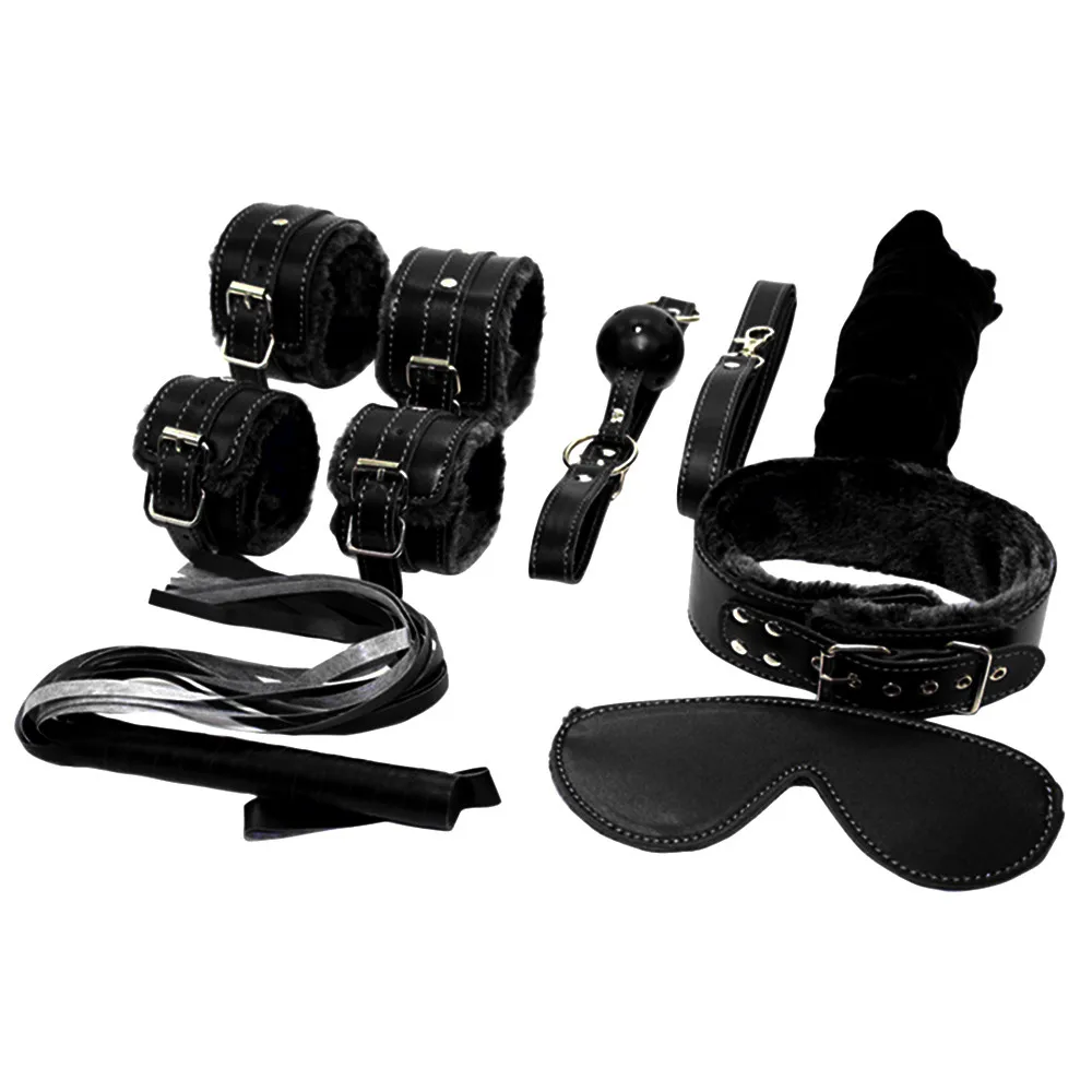 

Amazing 7PCS/Set Adult set black Mall-Under Bed Bondage Restraint System with Hand Cuffs Ankle Cuff for women men 40#