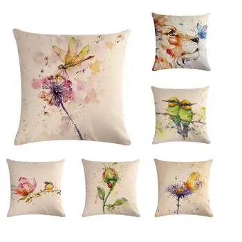 

45cm*45cm watercolor animal linen/cotton throw pillow covers couch cushion cover home decorative pillow covers