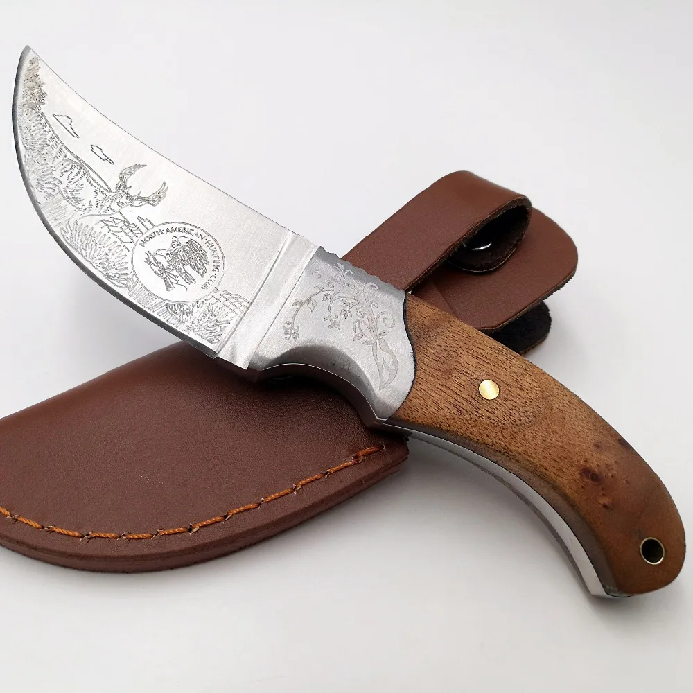 " тактический охотничий нож 440 лезвие деревянная ручка походные карманные ножи для выживания Открытый спасательный прямой нож EDC инструменты