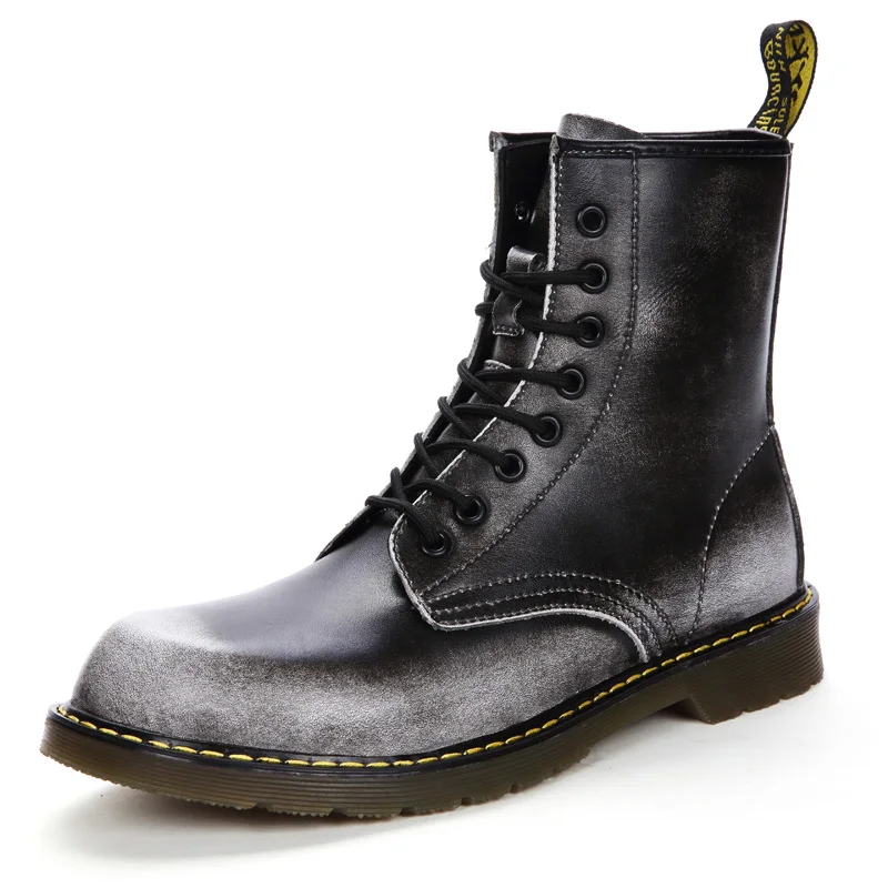 GRAM EPOS Male Autumn Spring Cowhide Split Leather red blue winter Boots Men High Top Martin Motorcycle botas Lover snow Boots