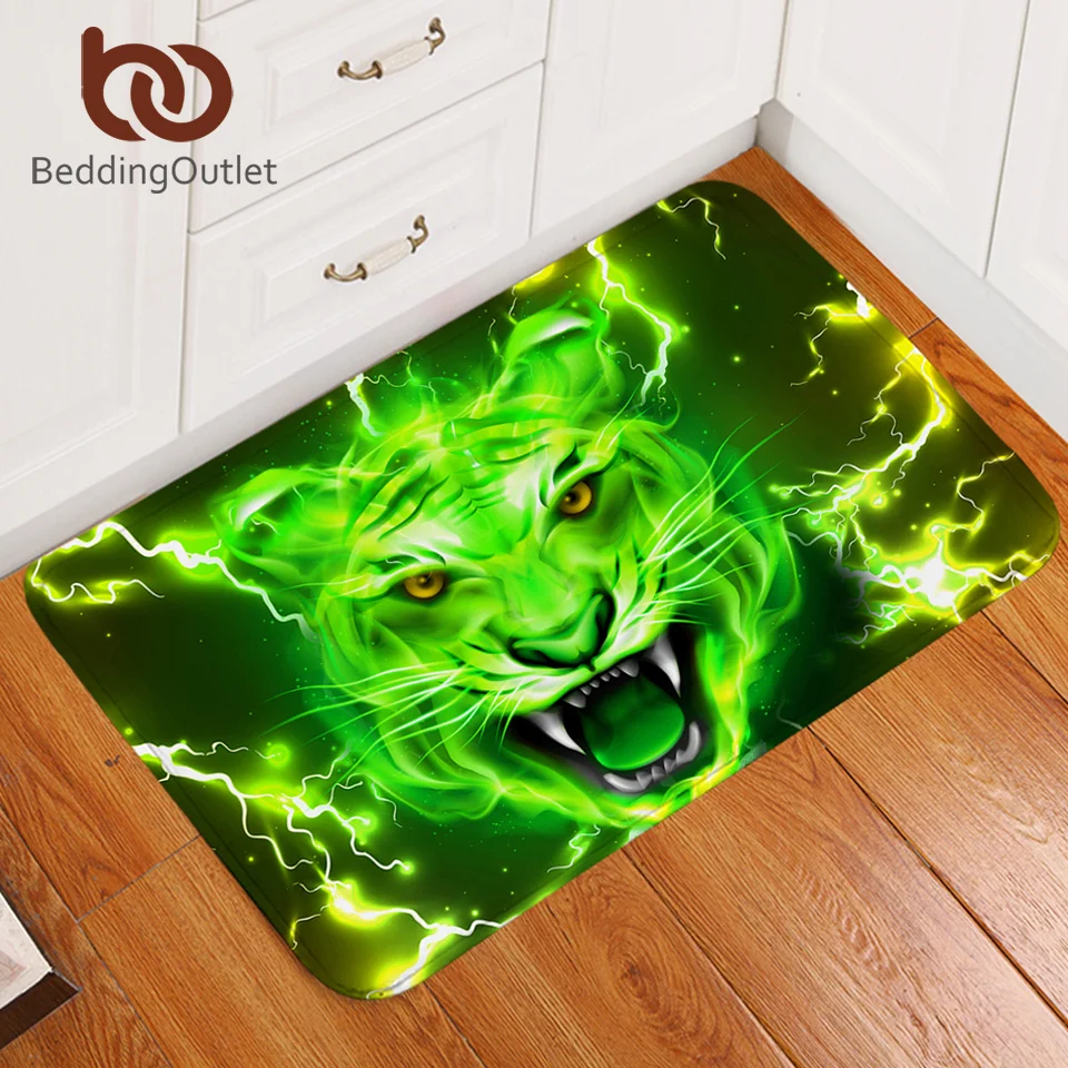 Постельные принадлежности, мягкий ковер с зеленым тигром, 3D Рисунок, ковер, психоделический, дикие животные, напольный коврик, молния, дверной коврик, нескользящий, для спальни