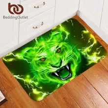 Постельные принадлежности, мягкий ковер с зеленым тигром, 3D Рисунок, ковер, психоделический, дикие животные, напольный коврик, молния, дверной коврик, нескользящий, для спальни