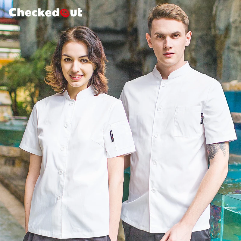

Chef's Work Uniforms Female Short Sleeved Summer Breathable Jacket Girls Restaurant Hotel Kitchen Western Chef's Clothes B-5213