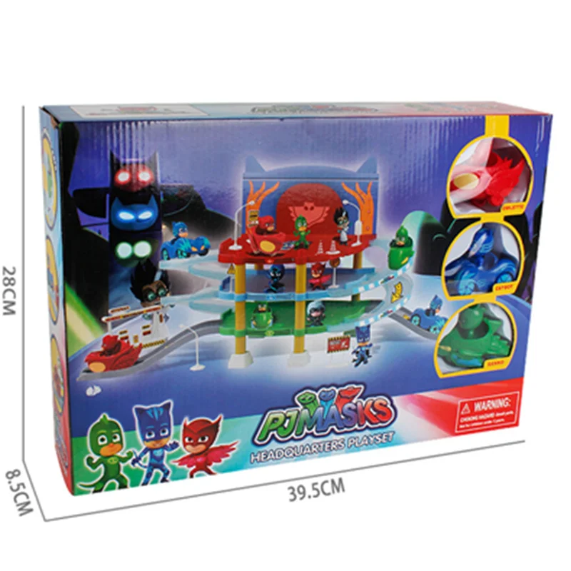 Pajamas Masks 3Action Figures 3Cars Assembly Tracks Parking Center Catboy Owlette Gekko Xmas Gift New Year