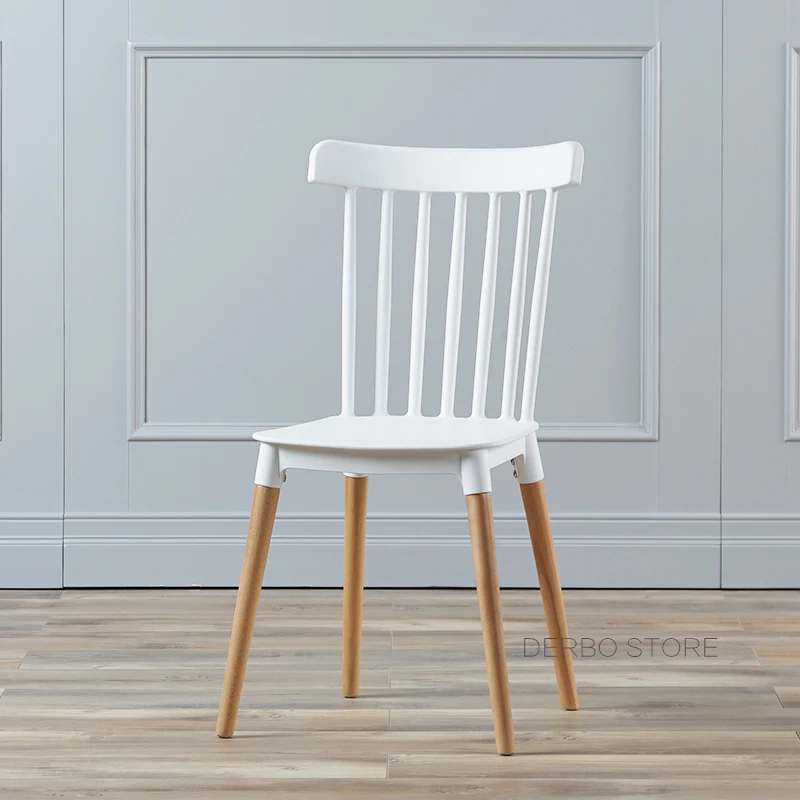 Модный современный дизайн пластиковое сиденье и твердая деревянная основа обеденный стул со спинкой популярный Лофт классический скандинавский стиль компьютерный стул 1 шт