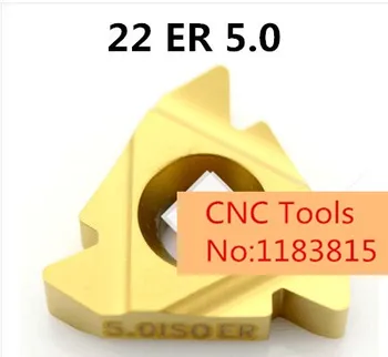 

10pcs 22 ER 5.0 ISO ,threaded turning Insert,Pvd Coating General Type partial profile 60 degree vertical Cutting Steel,PITCH 5.0