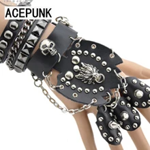 

free shipping (min order 10USD) new design night club fashion cool man rivet leather punk gloves set