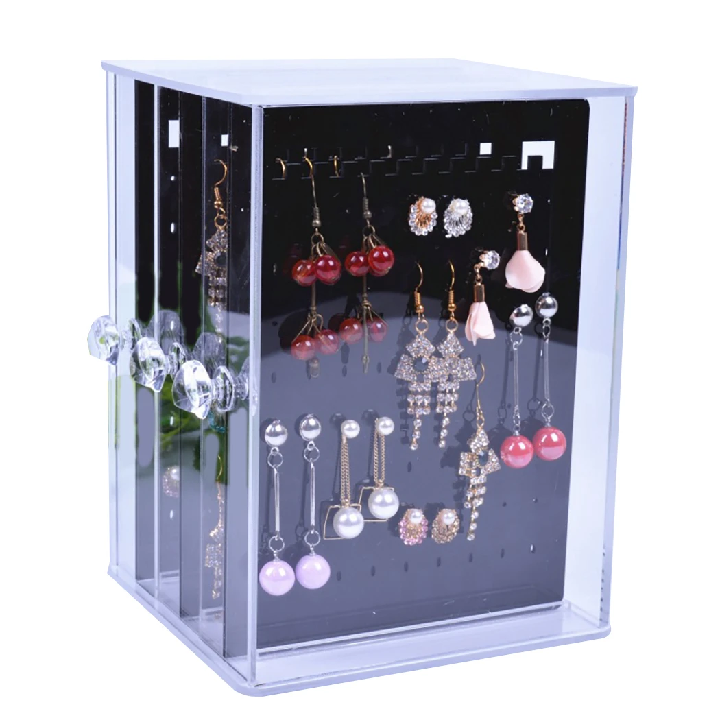 New Fashion Acrylic Jewelry Display Holds Up Earrings Ear Stud Holder Transparent Organizer Earring Showcase Stand Box | Украшения и