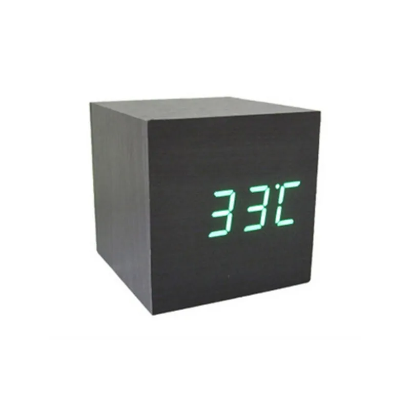 СВЕТОДИОДНЫЙ цифровой дисплей настольные часы Современные Квадратные деревянные настольные часы со звуковым контролем температуры электронные часы Домашние инструменты