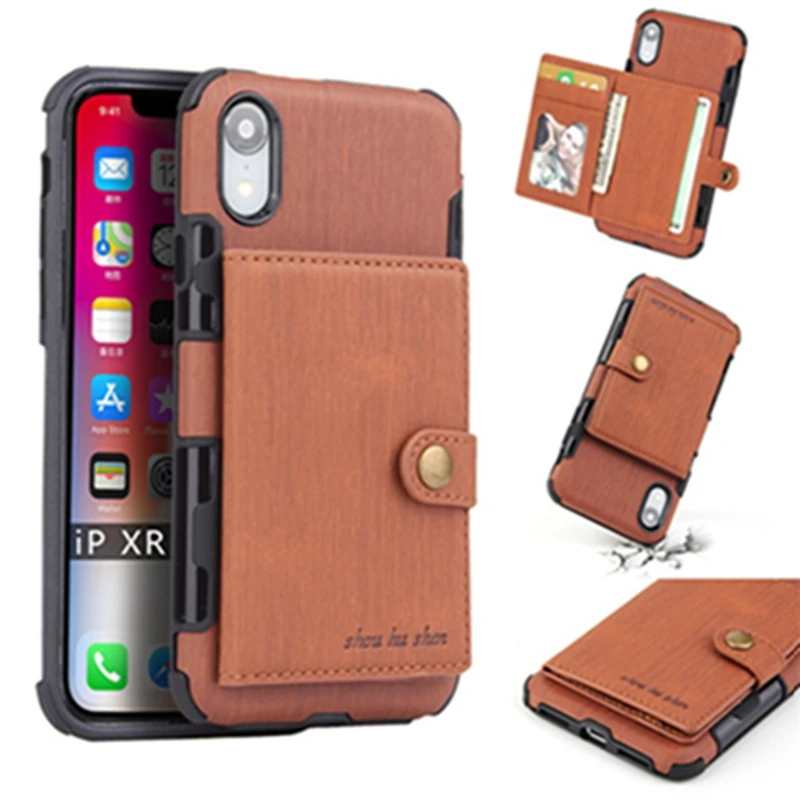 

PU Leather Shockproof Wallet Phone Case Cover With Card Pocket Slots for iPhone X XS MAX XR
