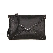 High quality Women Skull Rivets Envelope Design Leather Crossbody Handbag Tote Bags Purse
