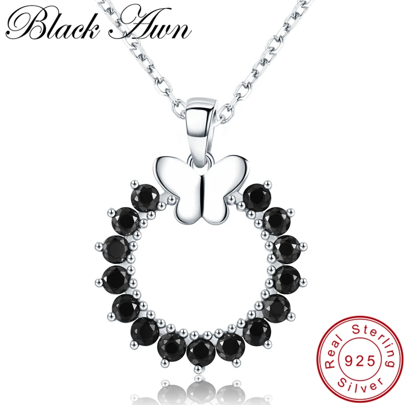 

Round Butterfly Romantic Arrive 925 Sterling Silver Fine Jewelry Trendy Flower Engagement necklaces & pendants for Women KK013