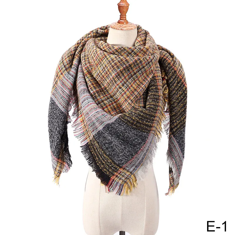 Бренд GROUPJUMP, Модный зимний шарф для женщин, обертывания, треугольный теплый шарф, Клетчатое одеяло, кашемировый женский шарф, женский шарф, Прямая поставка - Цвет: WJ1