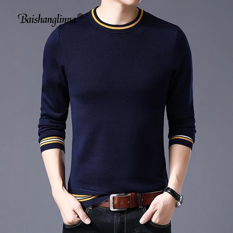 Baishanglinna 2018 Winter Brand Clothing Sweater Men Fashion Breathable Slim Fit Warm Pullover Men O-Neck Knitted Sweater 18112