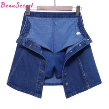 High waist denim shorts skirts women summer culotte jeans skirt shorts skort