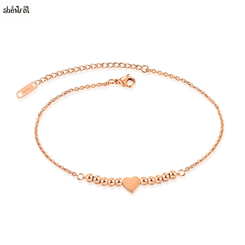 

Boho Beads Anklet Stainless Steel Titanium Leg Chain for Women Tiny Love Heart Ankle Bracelet Bead Chain Anklet Christmas Gifts