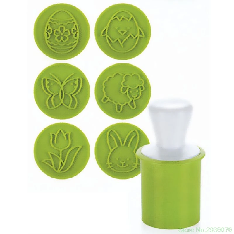 

2019 New 6pcs/set Cartoon Easter Cookies Stamps Moulds Biscuit Mold Cookie Baking Tool Cake Decor Bakeware Kitchen Supplies