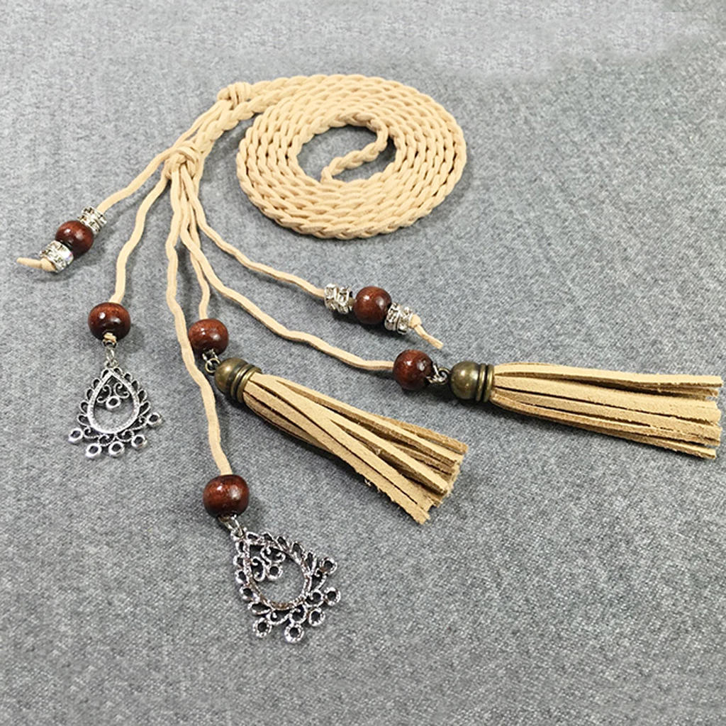 Ladies Women Waist chain 165cm Woven Tassel Waistband Braided Belt Hot Sale Waist Rope Women Decorated Waist Belts