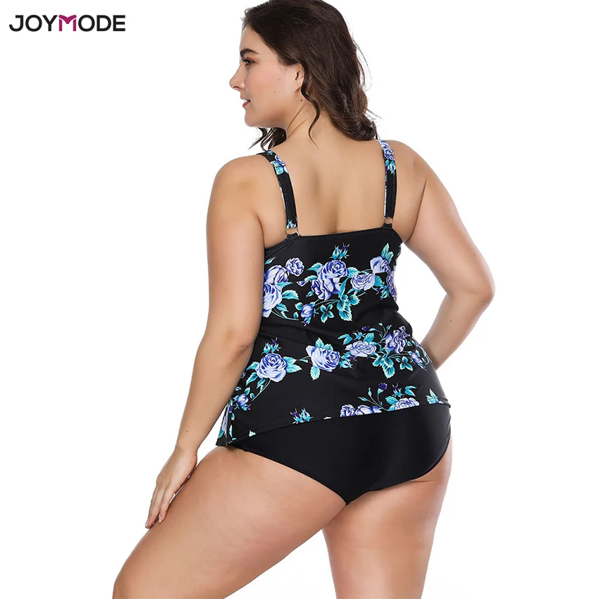 JOYMODE Two Piece Bikinis Swimwear Big Plus Size 4XL Women Fat Swimsuit Tankini Pad Swim Dress Bathing Suit 2018 Biquinis Mujer