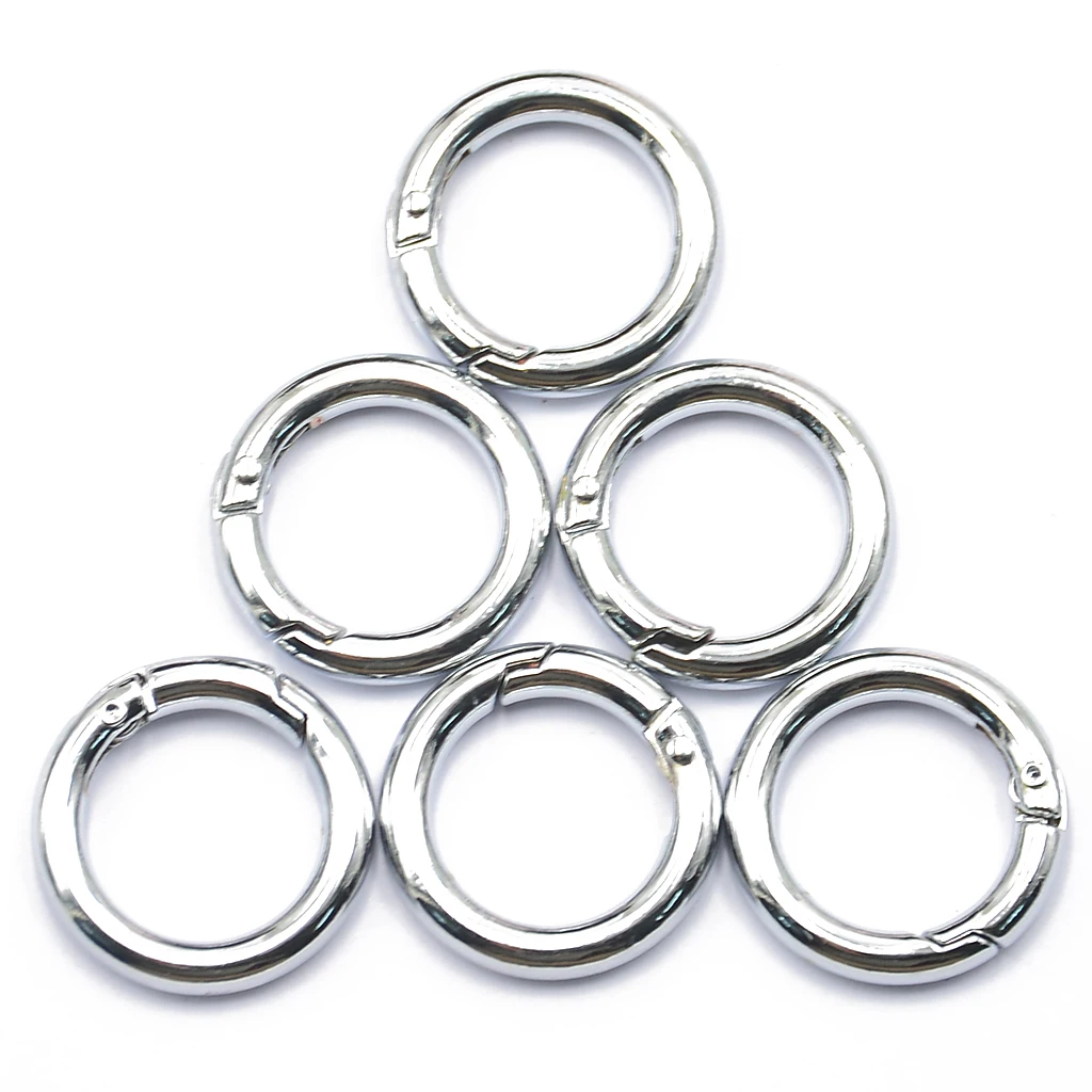 6Pcs Backpack Plated Alloy Round Spring Snap Hooks Clip Keychain Ring for Key Chains Small Dog Leashes Climbing Accessories