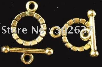 

FREE SHIPPING 80SETS Antiqued gold metal Circle toggle clasps A1578G