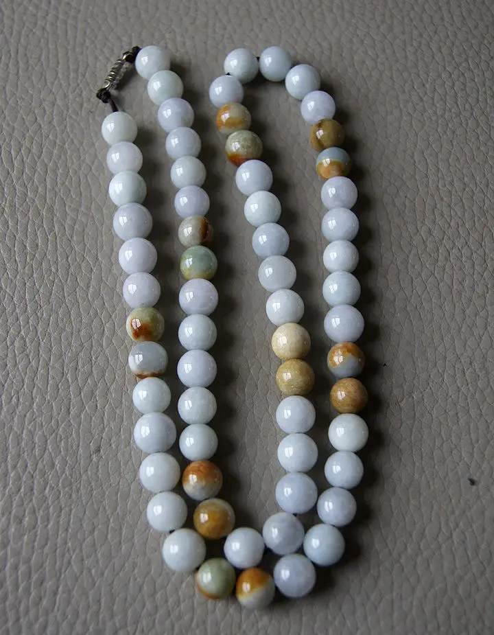 

0203 natural jadeite jade natural color manual polishing grinding bead necklace