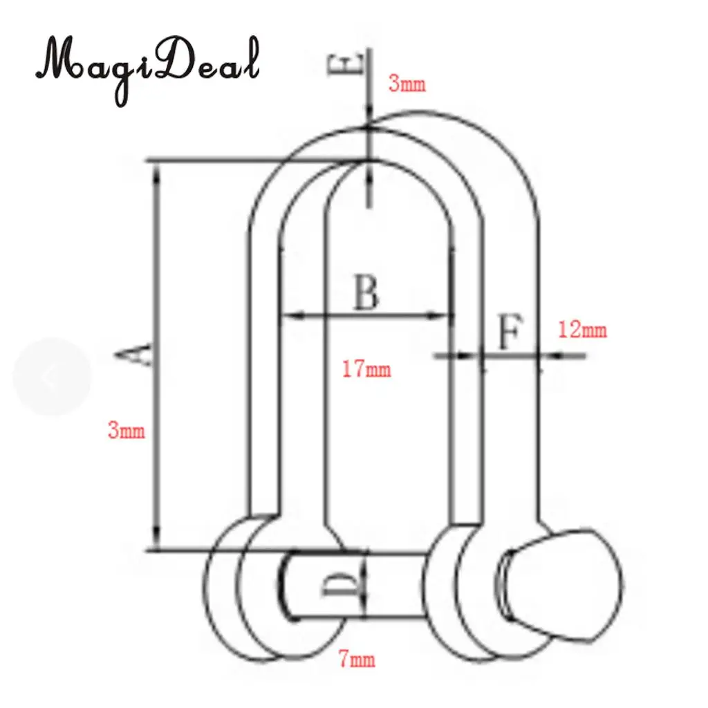 MagiDeal Marine 7mm 316 Stainless Steel D Shackle for Marine Canoe Boat Shade Sail Dinghy Yacht Replacement Parts Accessories